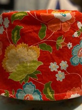 Red floral aqua  reversible Adult Skull/Chemo Surgical Scrub Hat/Cap Handm