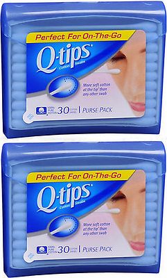 Q-Tips Cotton Swabs Travel Size Purse Pack 30 Swabs ea ( 2 pack )