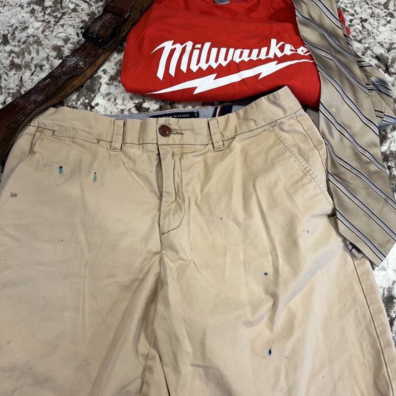 Tommy Hilfiger Shorts Mens 33 Tan Front Pockets Classic Fit Chino Milwaukee Shir
