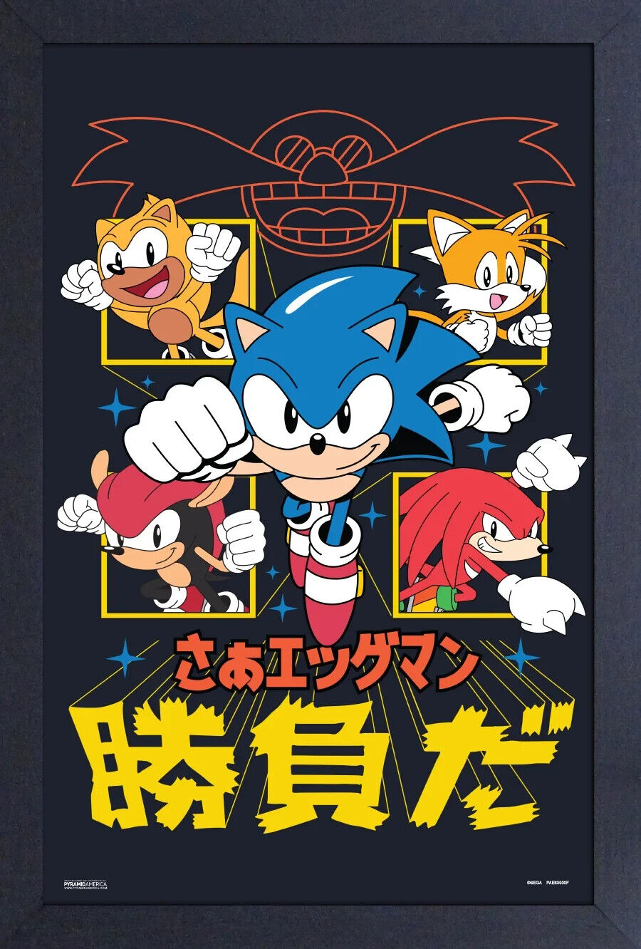 SONIC THE HEDGEHOG GROUP JAPANESE 12x18 FRAMED GELCOAT POSTER