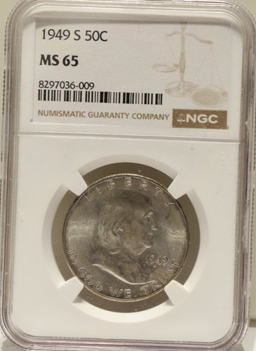 1949 S US Franklin Mint Half 50c NGC MS65