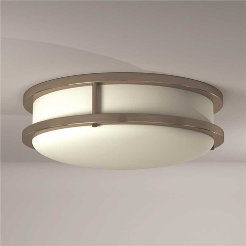 12 in. Brushed Nickel Selectable LED CCT Round Flush Mount Light Color/Finish Fa - Picture 4 of 7
