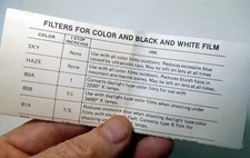 Filter for Color and Black White Film vintage Instructions Guide English