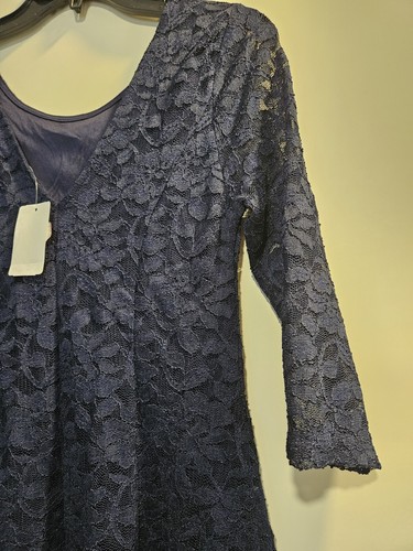 Lush Navy Lace A Line Dress Size Medium - Picture 3 of 4
