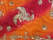 Georgette Dupatta Scarf Vintage Indian Embroidered Long Stole For Woman LD7132