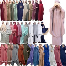 Ramadan Muslim Lady Hijab Abaya Islamic Prayer Khimar Overhead Dress Robe Robe