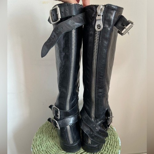 Paul Smith Men’s Only Black Leather Tall Boots Heavy Duty Women’s 38 - Picture 6 of 13