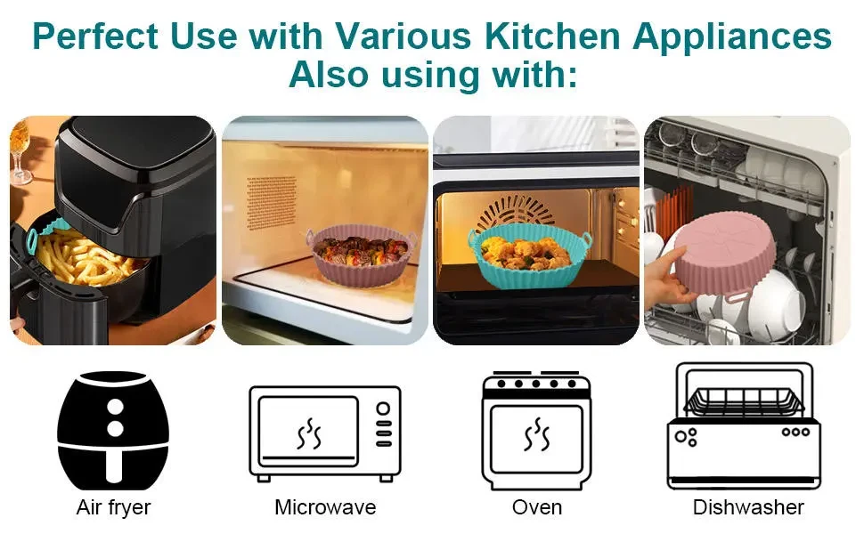 Air Fryer Silicone Pot Air Fryer Basket Liners Non-Stick Safe Oven Baking Tray Air Fryer Silicone Pot Air Fryer Basket Liners Non-Stick Safe Oven Baking Tray