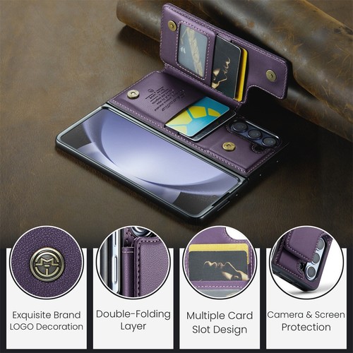 For Samsung Galaxy Z Fold 5 4 3 Case Leather Card Slot Wallet Buckle Flip Cover - Picture 6 of 37