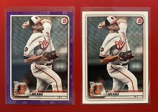John Means 2020 Bowman Purple Parallel /250 & Base Paper Baltimore Orioles Lot 