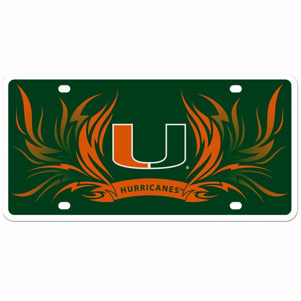 Matrícula de estireno Miami Hurricanes con llamas NCAA Foto 2 de 3