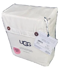 UGG Alahna KING Size Sheet Set SNOW All Season Cooling Tech Wicking White NEW