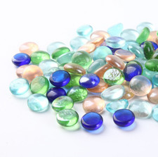 2pcs Aquarium landscaping glass colored flat beads platform gardening decoration