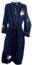 NWT DELICATES Women Plush Bath Robe Blue Embossed Size Small