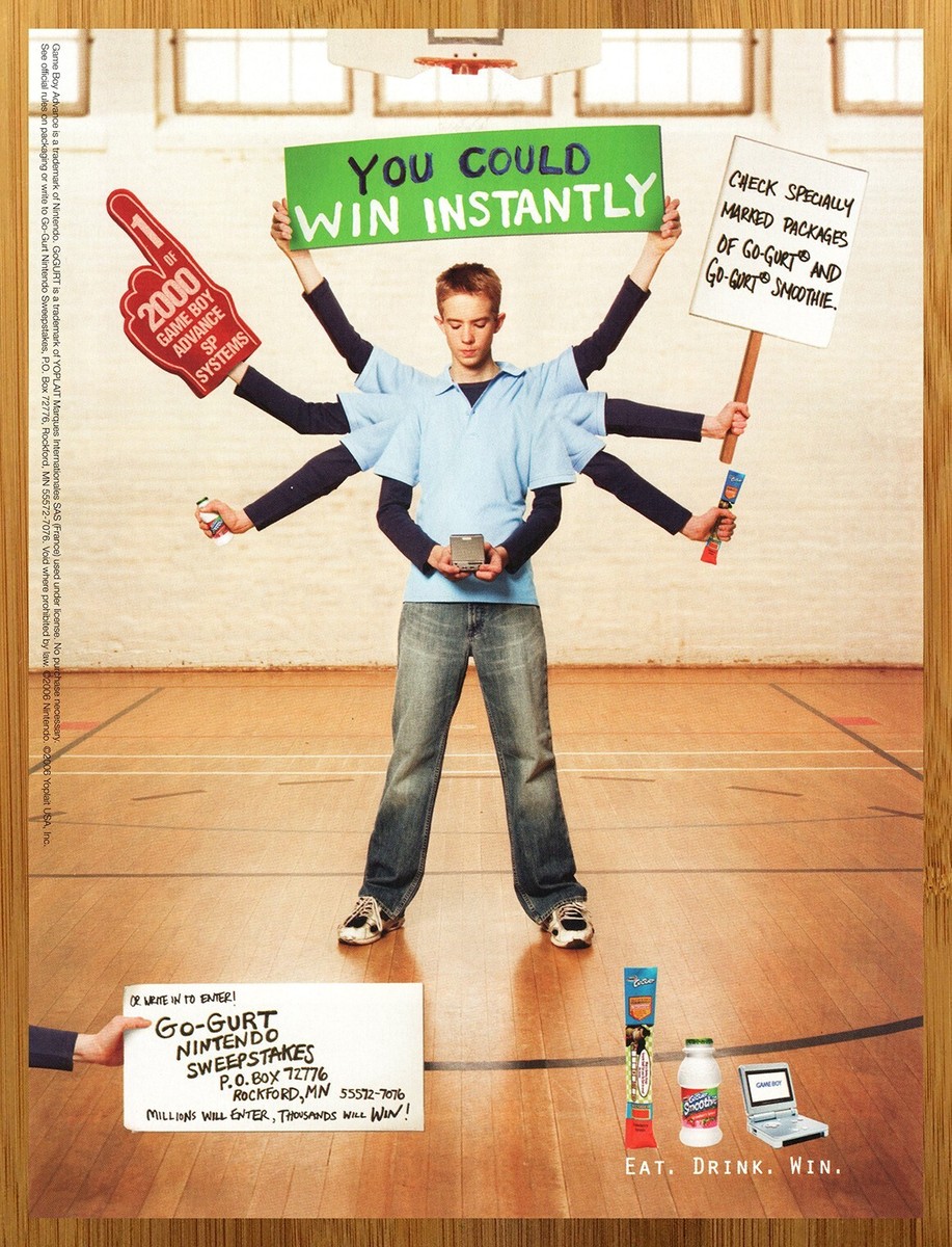 2006 GoGurt Game Boy Advance SP Contest Print Ad/Poster Retro