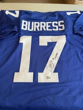 Ny Giants Plaxico Burress #17 SIGNED CUSTOM Home Blue JERSEY Beckett Coa