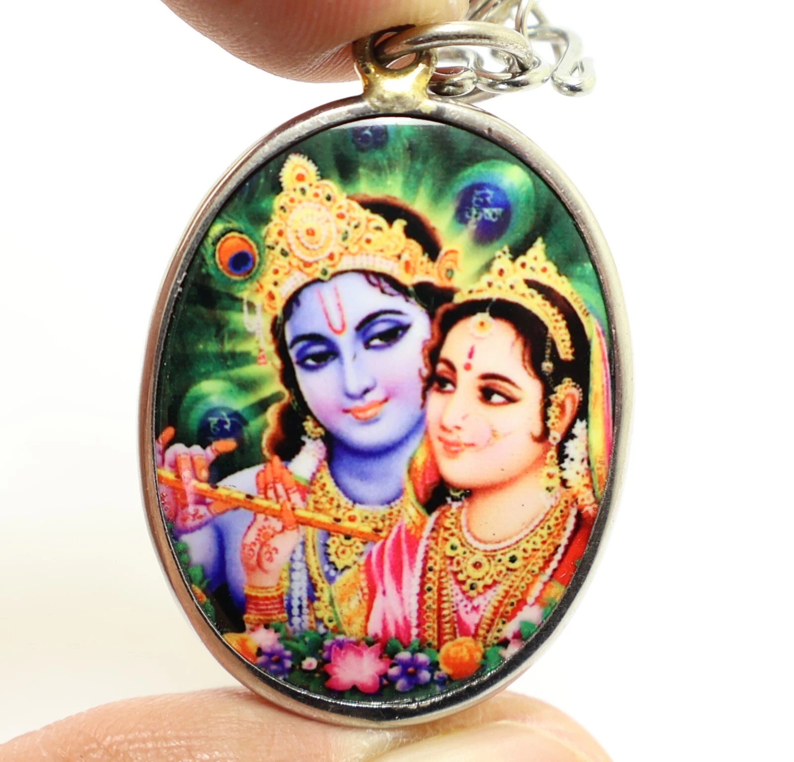 RADHA KRISHNA GRAND PENDENTIF DIEU SUPRÊME DÉESSE COMPASSION TENDRESSE AMOUR AMULETTE