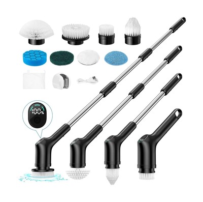 Electric Spin Scrubber, FRIWOLE Upgrade LED Display 3 Speeds Cordless Cleanin...