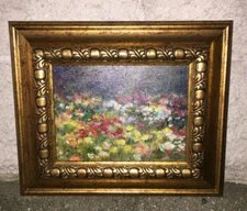 Original Oil Painting Beautiful Garden Floral Abstract Mary G. Laforge Excellent