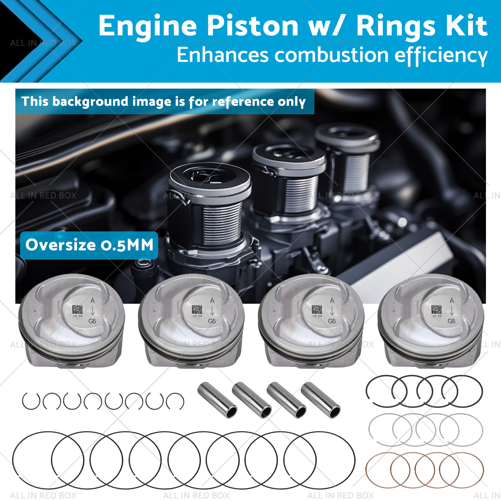Oversize 0.50MM Piston & Rings Kit for Kia Hyundai Sonata 2.4L 2011-2019
