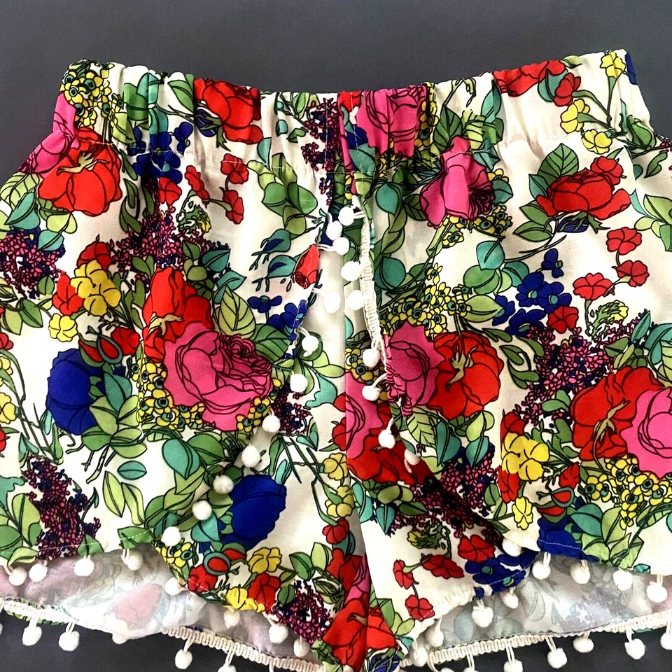 Tobi Floral 100% Polyester Loose Fit Elastic Waist Wide Leg Lightweight Shorts L - Image 3 of 4