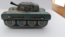 Vintage 50's ModernToys Tin M-25 Friction Blue Army Tank Mfg Japan 