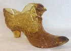 Fenton Art Glass Autumn Gold Daisy And Button Cat Head Shoe