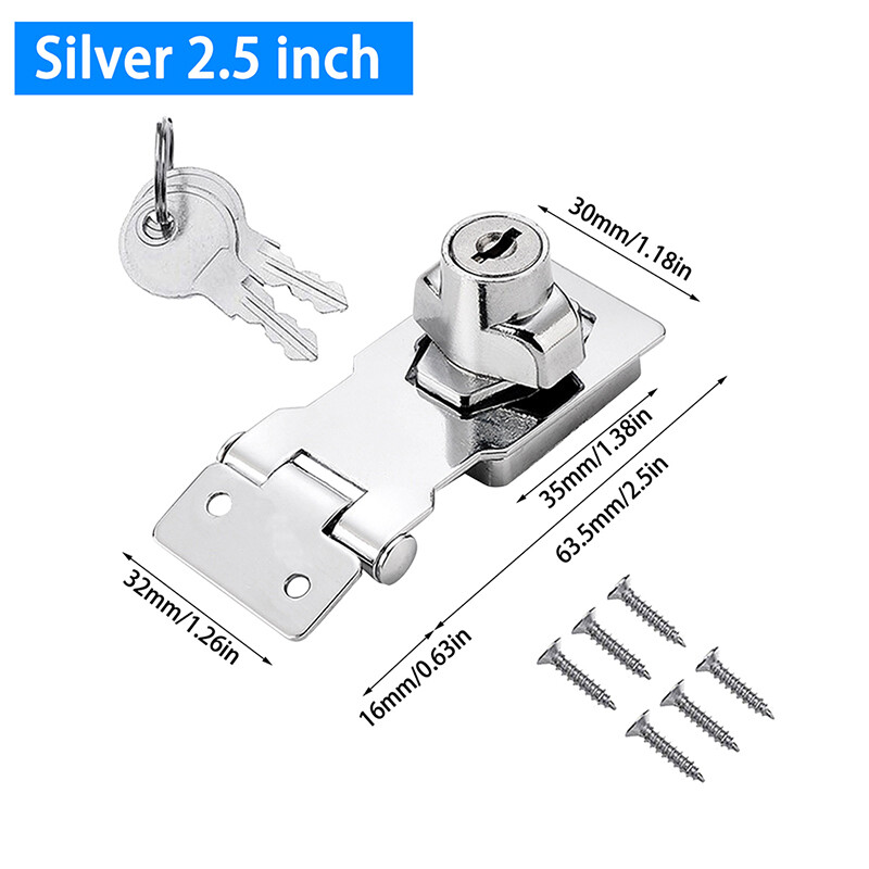2.5/3/4Inch Plated Safety Hasp and Staple with Keys for Gate Door Lock eBay