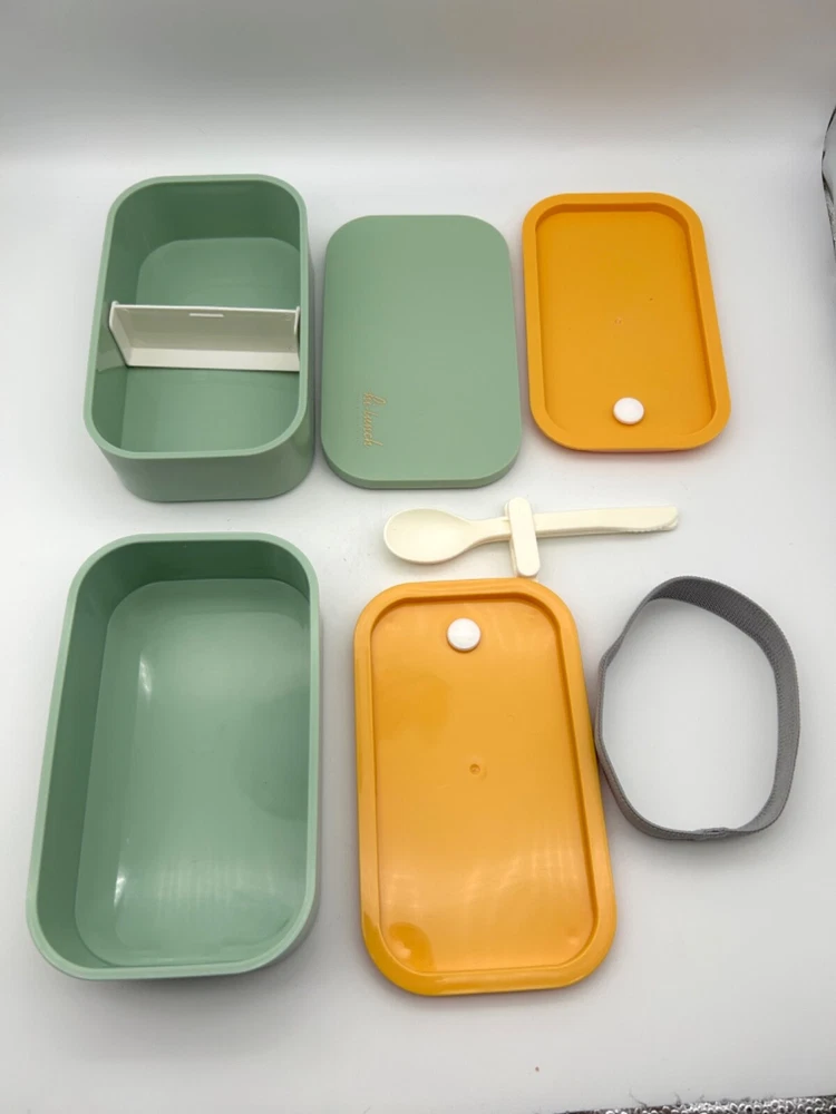 Bento Box Hi-Lunch Leak Proof Stackable Containers in Aqua Green for Adults