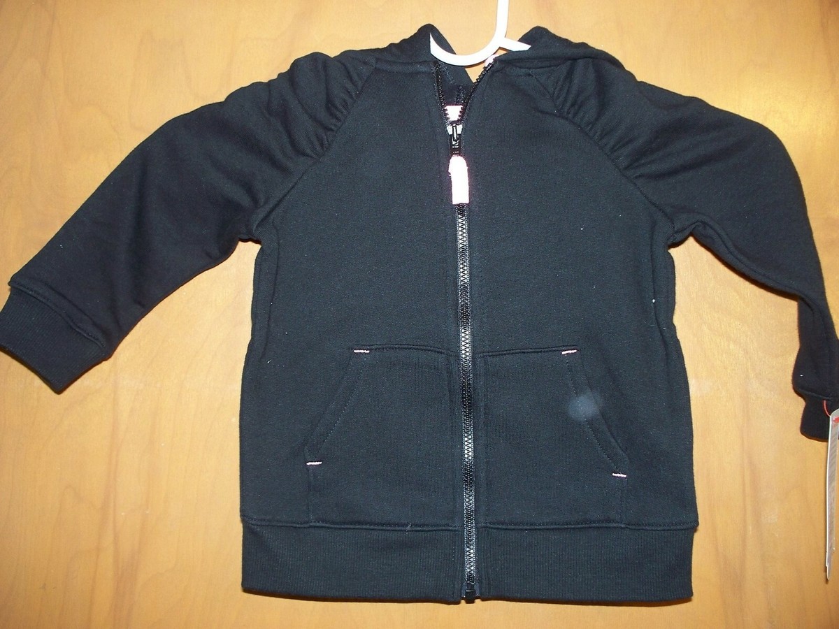 Girls Cat & Jack hooded zippered sweatshirt jacket black cat pink