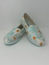 NEW TOMS Women's Sz 6 Alpargata Loafer Light Blue Aqua White Daisy M5