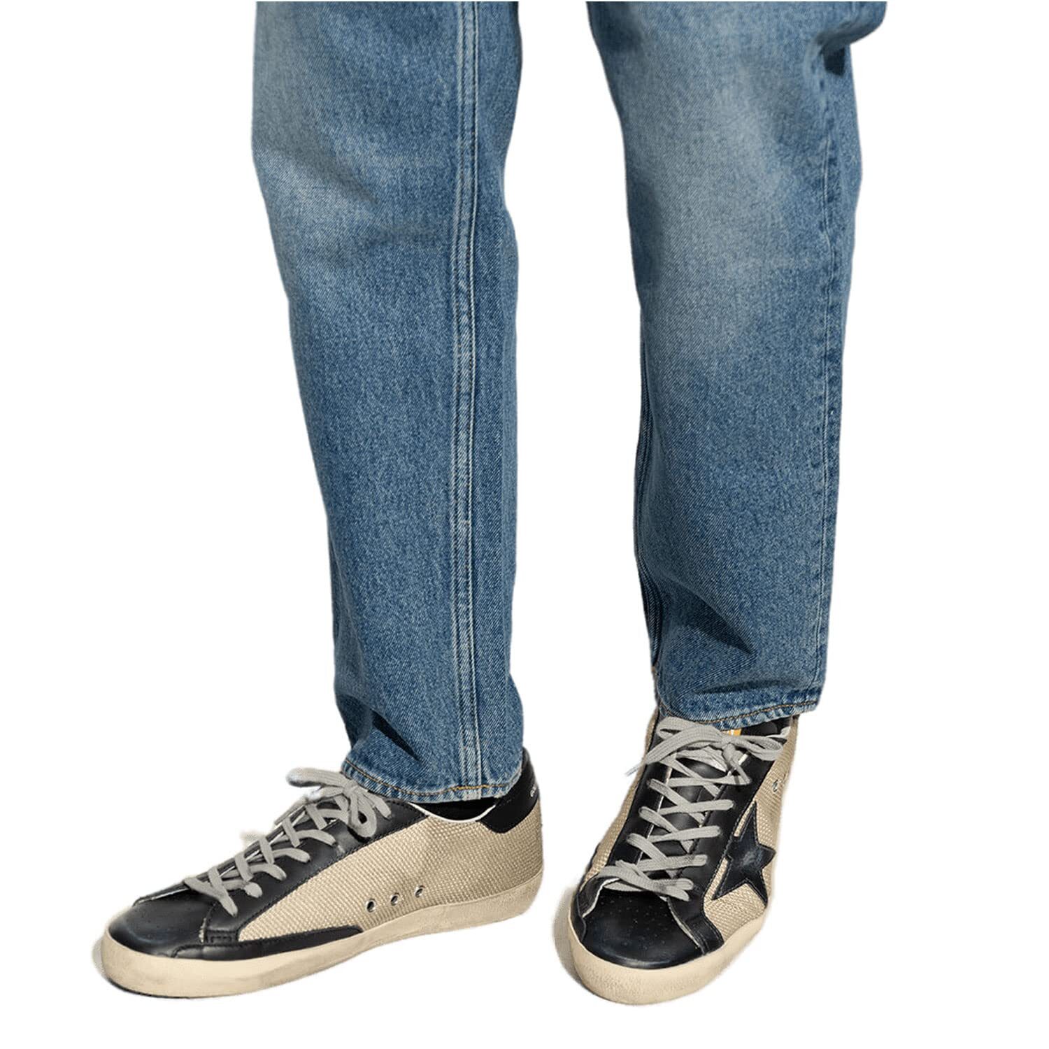 SAOLA Sneakers Gol Goose Net tomaia in pelle con lacci stella da uomo invecchiate marrone