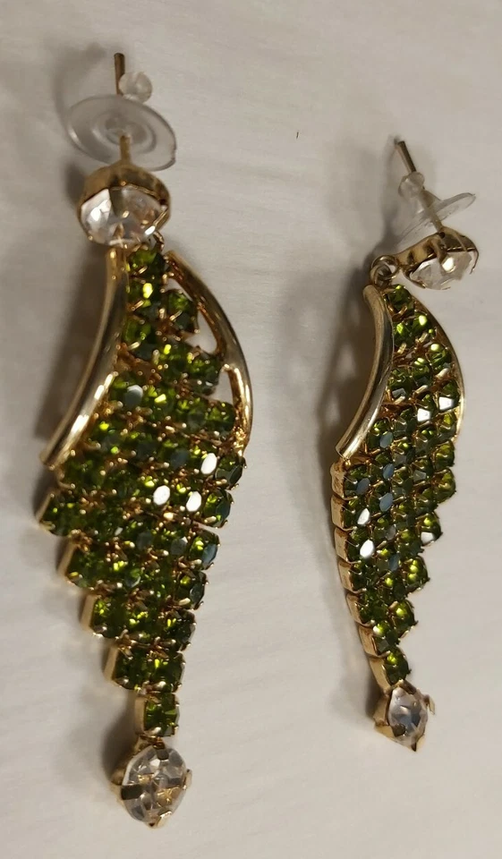 JUEGO DE PENDIENTES PLATA CHAPADA EN ORO DE 18 QUILATES CON PIEDRAS SEMIPRECIOSAS PERIDOTO Foto 4 de 4