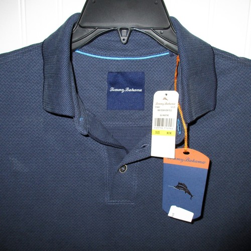 Tommy Bahama Ocean View Polo Shirt Blue Short Sleeve Chevron Texture Modal M NWD - Picture 3 of 24