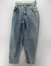 VINTAGE Lee Jeans Women 10 Blue Mom Grunge Acid Wash Tapered Patch Skyriders