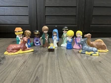 Vintage Childrens Nativity Set Duncan Ceramic Pieces Christmas 1980 12 Piece