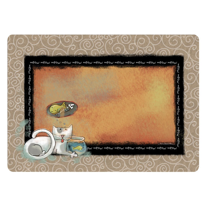 Or Pet Food Mat 20" X 28 "fish Kitty"