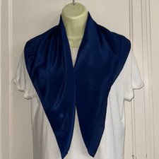 Large vintage navy blue chiffon nylon scarf