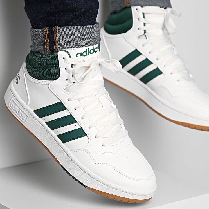 Adidas Hoops 3.0 Mid Mens Basketball Shoes in White for Training & Hoops