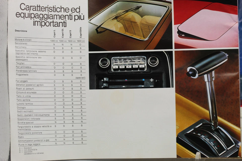 manuale catalogo ford capri II l s gl ghia dati tecnici equipaggiamenti - Immagine 4 di 4