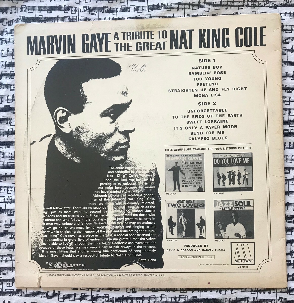 英2LP Marvin Gaye A Tribute To The Great Nat King Cole TML11022 TAMLA MOTOWN /00660 Marvin Gaye – A Tribute To The Great Nat King Cole