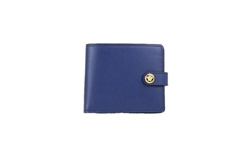 Gucci Guccissima Mens Navy Leather Metal Bar Credit Card Slots