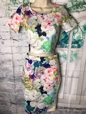 PINK SODA DIGI FLRL COORD TOP  SKIRT SIZE 8