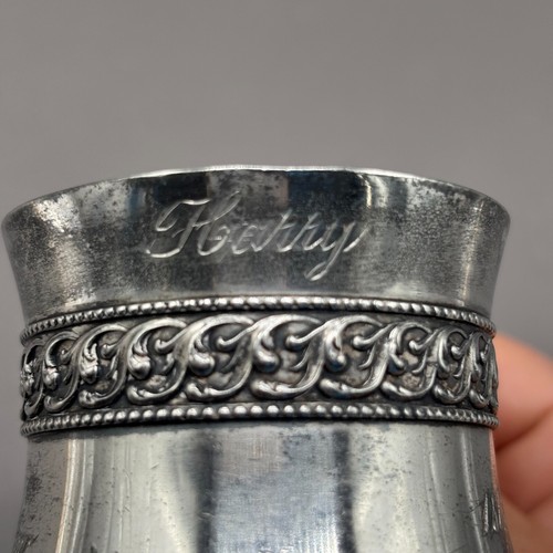 Antigua taza de bebé Wallace Bros plateada 1914 J.W.W. Taza trofeo feria 1er premio - Imagen 3 de 9