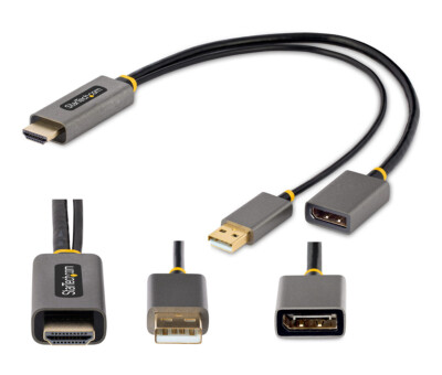 StarTech 1ft HDMI to DisplayPort Adapter, 4K 60Hz HDR HDMI Source to DP Monitor