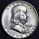 1949-D 50C FRANKLIN SILVER HALF DOLLAR KM# 199 Grade:  Choice BU A7136
