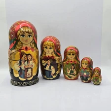 Russian Matryoshka Nesting Doll - 6.5” Hand Painted - 5 Piece Rare Art Great!