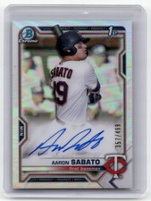 2021 Bowman #CPA-AS Aaron Sabato Chrome Prospect Autographs Refractor #/499