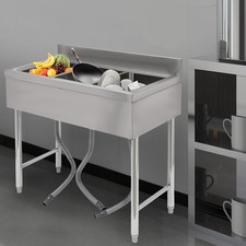 3 Compartment Kitchen Sink Stainless Steel Commercial Utility Sink With Faucet