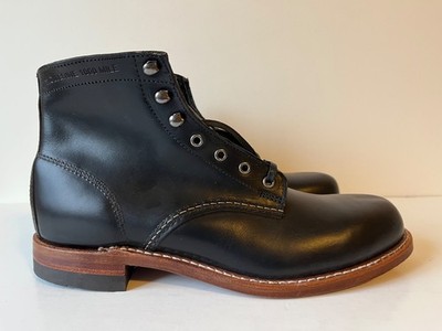Wolverine 1000 Mile Plain Toe Original Boot Black Leather Vibram